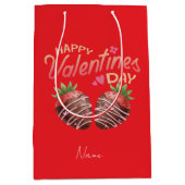 Sweet Strawberry Valentine's Day Personalized Medium Cadeauzakje (Voorkant)