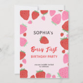 Sweet Strawberry verjaardagsuitnodiging Kaart (Voorkant)