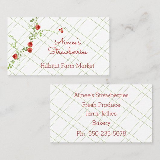 Sweet Strawberry Vine op een Trellis Visitekaartje (Voorkant / Achterkant)