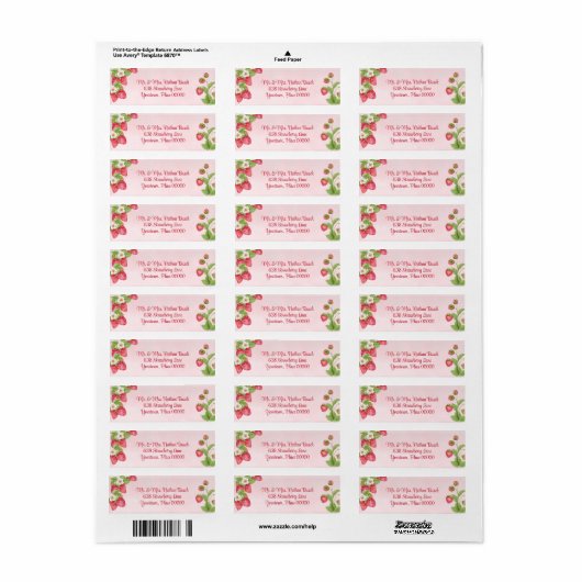 Sweet Strawberry Waterverf Baby shower Adres Etiket (Full Sheet)