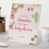 Sweet Strawberry Waterverf Baby shower Reclamebord Met Voetstuk (Insitu)