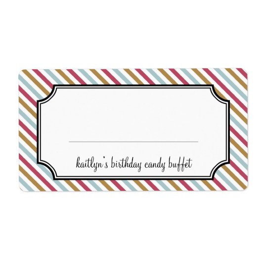 Sweet strepen snoep buffet etiket (Voorkant)