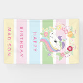 Sweet Stripes Unicorn Floral Birthday Spandoek (Horizontaal)