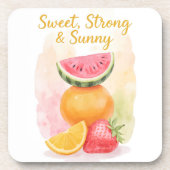 Sweet, Strong & Sunny – Waterverf Fruit Bier Onderzetter (Voorkant)