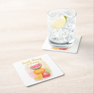 Sweet, Strong & Sunny – Waterverf Fruit Kartonnen Onderzetters