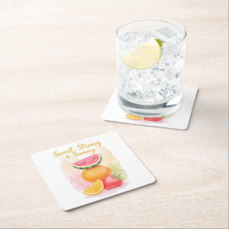 Sweet, Strong & Sunny – Waterverf Fruit Kartonnen Onderzetters