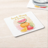 Sweet, Strong & Sunny – Waterverf Fruit Kartonnen Onderzetters (Schuin)