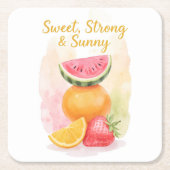 Sweet, Strong & Sunny – Waterverf Fruit Kartonnen Onderzetters (Voorkant)