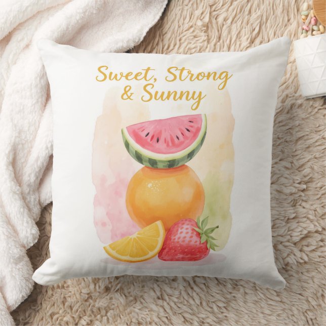 Sweet, Strong & Sunny – Waterverf Fruit Kussen (Deken)