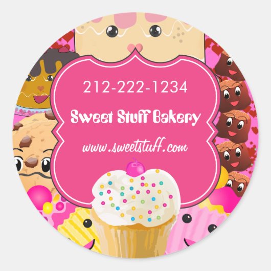 Sweet Stuff Snoep Cookies en Cupcake Sticker (Voorkant)