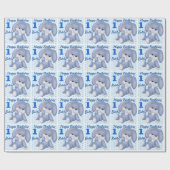 Sweet Stuffed Bunny Boys 1st Birthday Name Age Cadeaupapier (Vlak)