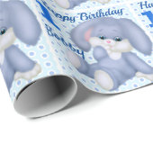 Sweet Stuffed Bunny Boys 1st Birthday Name Age Cadeaupapier (Rol Hoek)