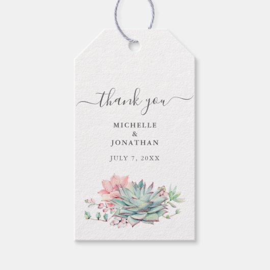 Sweet Succulent Weddenschap Dank je wel voor Stick Cadeaulabel (Voorkant)