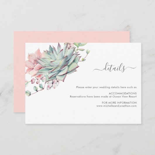 Sweet succulent Wedding Enclosure Kaart (Voorkant / Achterkant)