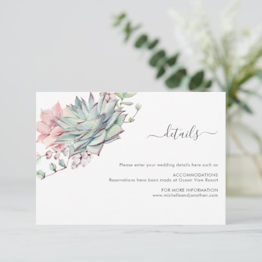 Sweet succulent Wedding Enclosure Kaart (Staand voorkant)