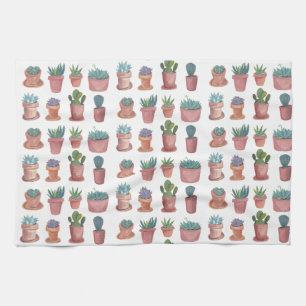 Sweet succulente keukenhanddoeken voor waterverf