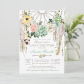 Sweet Succulents Dream Catcher Boho Baby shower Kaart (Staand voorkant)