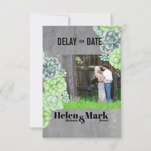 Sweet Succulents Foto vertragen datum Save The Date (Voorkant)
