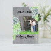 Sweet Succulents Foto vertragen datum Save The Date (Staand voorkant)