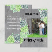Sweet Succulents Foto vertragen datum Save The Date (Voorkant / Achterkant)