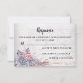 Sweet Succulents Rustige Waterverf Mauve Response RSVP Kaartje (Voorkant)