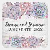 Sweet Succulents Rustige Waterverf Mauve Stickers (Voorkant)