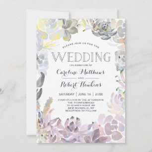 Sweet Succulents Wedding Invitation Kaart