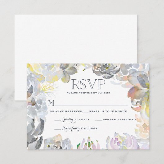 Sweet Succulents Wedding RSVP (Voorkant / Achterkant)