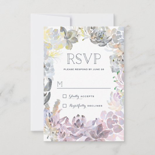 Sweet Succulents Wedding RSVP Kaartje (Voorkant)