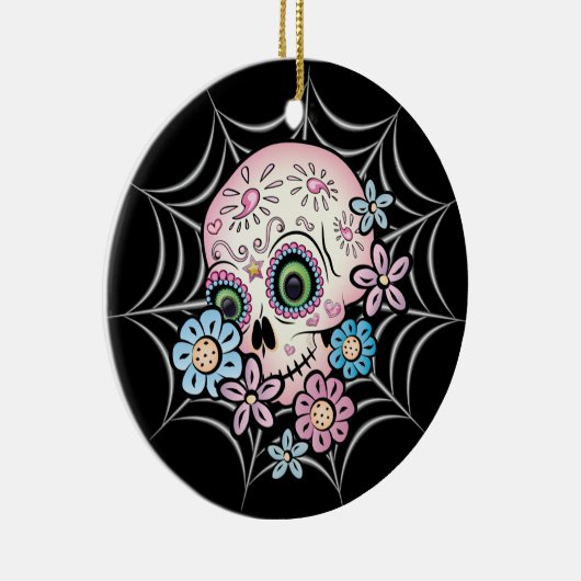 Sweet Sugar Skull Keramisch Ornament (Rechts)