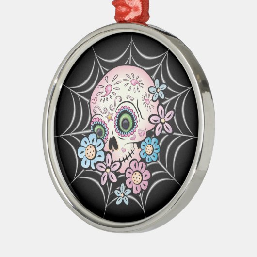 Sweet Sugar Skull Metalen Ornament (Links)