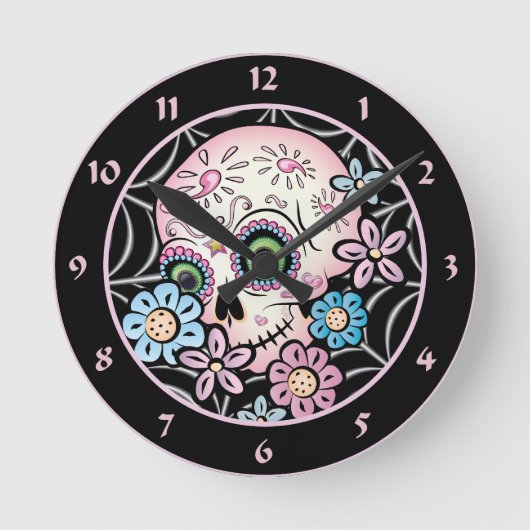 Sweet Sugar Skull Ronde Klok (Voorkant)