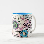 Sweet Sugar Skull Tweekleurige Koffiemok (Voorkant rechts)
