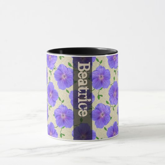 Sweet Summer Botanical Blue Flower met naam Mok (Midden)