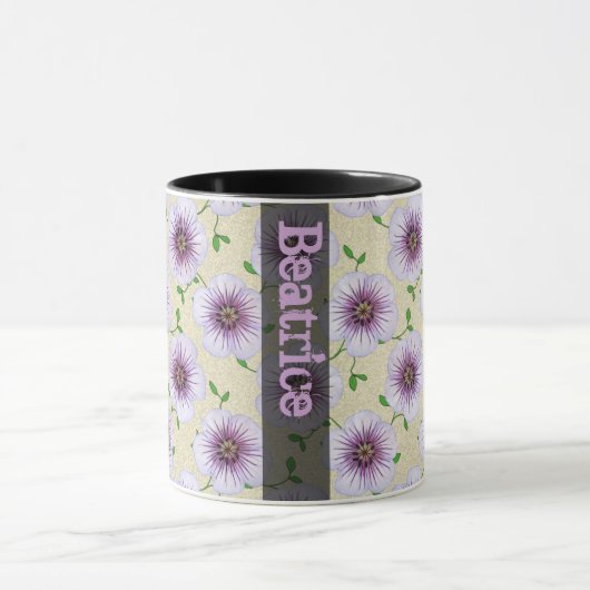 Sweet Summer Botanical Blue Flower met naam Mok (Midden)