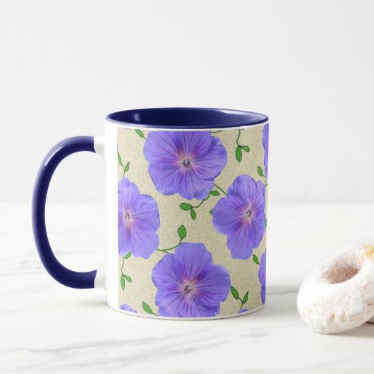 Sweet Summer Botanical Blue Flower Mok (Met donut)