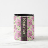 Sweet Summer Botanical Pink Flower met naam Mok (Midden)