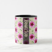 Sweet Summer Botanical Pink Flower met naam Mok (Midden)