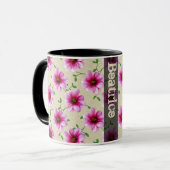 Sweet Summer Botanical Pink Flower met naam Mok (Voorkant links)