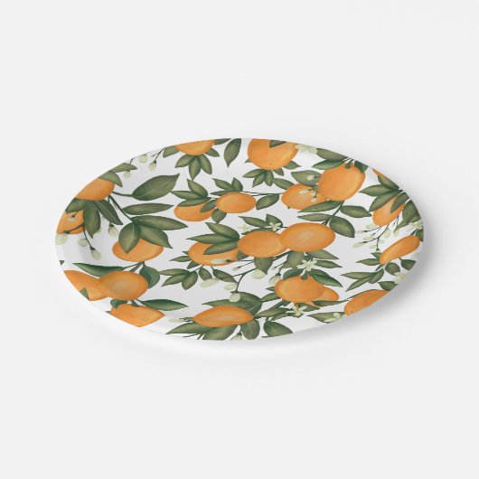 Sweet Summer Citrus Botanical Sinaasappels Greener Papieren Bordje (Gekanteld)