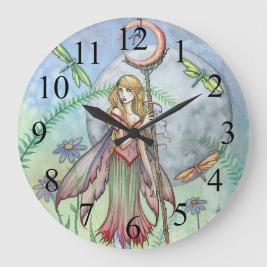 Sweet Summer Flower Fairy Wall Clock Grote Klok (Voorkant)