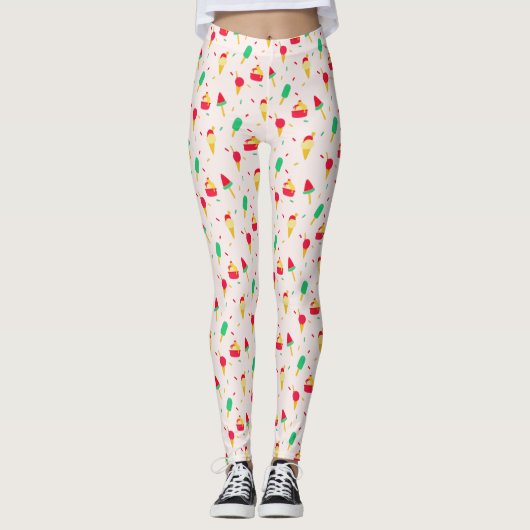 Sweet Summer Fun Rainbow Ice Cream Sprinkles Leggings (Voorkant)