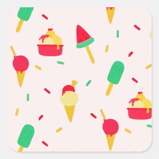 Sweet Summer Fun Rainbow Ice Cream Sprinkles Vierkante Sticker (Voorkant)