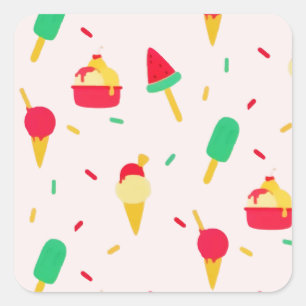 Sweet Summer Fun Rainbow Ice Cream Sprinkles Vierkante Sticker