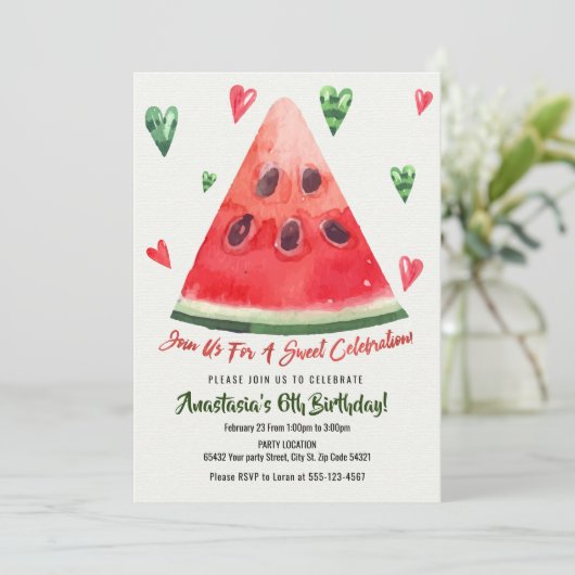 Sweet, Summer Fun, Watermelon Birthday Kaart (Staand voorkant)