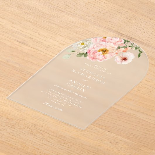 Sweet Summer Garden Acryl bruiloft uitnodiging (Laagn)