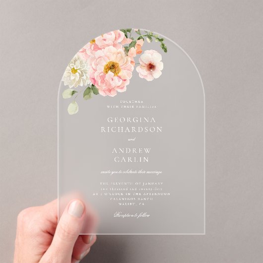 Sweet Summer Garden Acryl bruiloft uitnodiging (Insitu (Draagbaar))