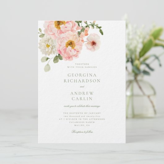 Sweet Summer Garden bruiloft uitnodiging (Staand voorkant)