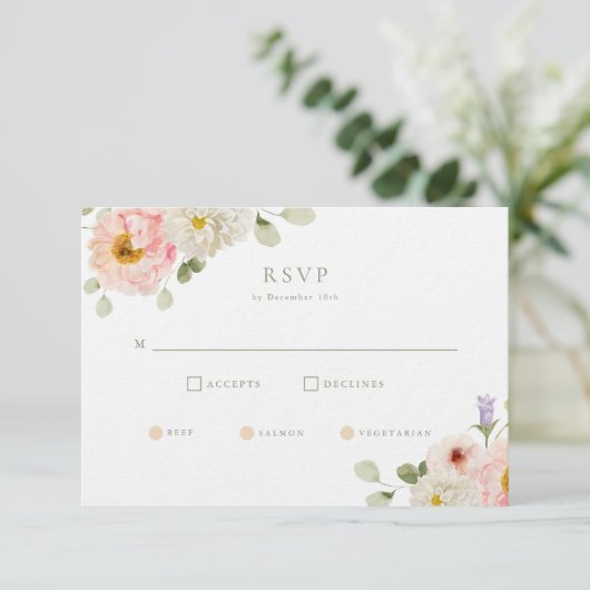 Sweet Summer Garden Wedding RSVP Kaart (Staand voorkant)