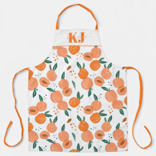 Sweet Summer Peach Pattern Monogram Apron Schort